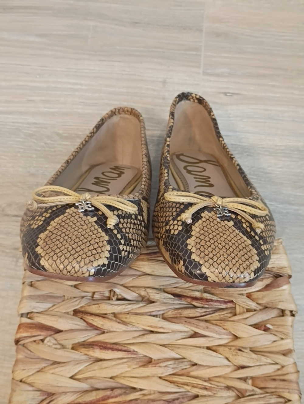 Sam Edelman Snake Print- Jillie Ballet Flats in Tan and Brown Square Toe Size 8 - Picture 5 of 10